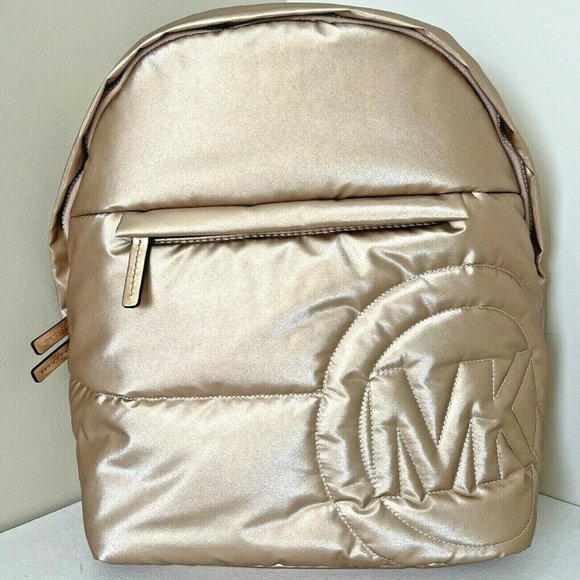 New Michael Kors Rae Medium Backpack Soft Quilted Polyester Rose Gold - Picture 1 of 5